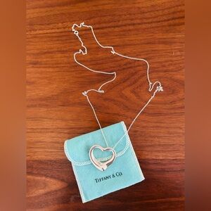 Large Tiffany & Co. Elsa Peretti Open Heart Silver Necklace